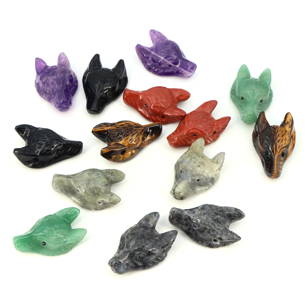 40mm Wolf Head Stone Pendant N - Science Nature ulasan dan harga