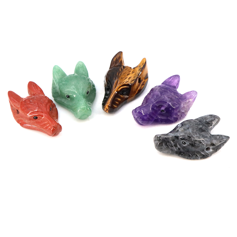 40mm Wolf Head Stone Pendant N - Science Nature ulasan dan harga